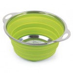 Collapsible silicone colander green