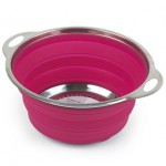 Collapsible silicone colander green